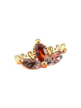 14K Solid Gold Black Rutilated Quartz with Garnet Marquise